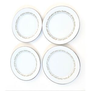 Set of 4 Noritake Trilby Daisy Dinner Plates 10 1/2"